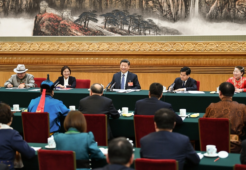 2019年3月5日，習(xí)近平總書記參加十三屆全國人大二次會議內(nèi)蒙古代表團(tuán)的審議。
