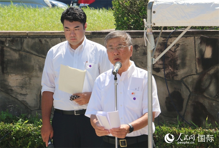 藤澤市市長鈴木恒夫在紀(jì)念儀式上致辭。人民網(wǎng) 許可攝