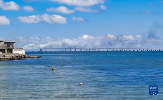 這是8月12日拍攝的克里米亞大橋。新華社/塔斯社