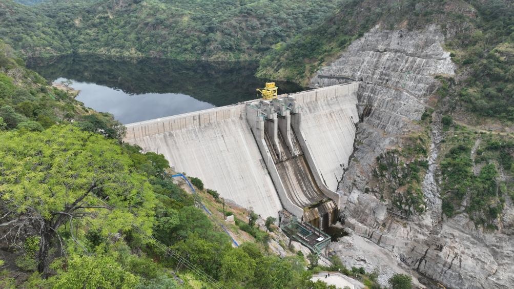 3月23日，航拍的下凱富峽水電站大壩。
