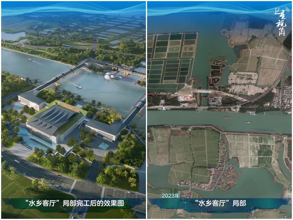 橫跨江浙滬的長三角生態(tài)綠色一體化發(fā)展示范區(qū)內(nèi)，三地合力打造的“水鄉(xiāng)客廳”正在建設(shè)。