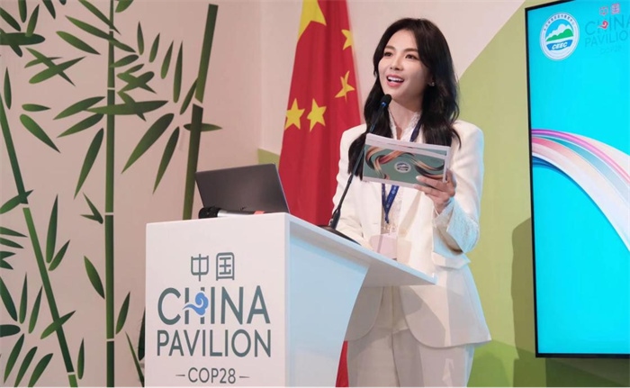 中國知名演員劉濤發(fā)表主旨演講。COP28中國角供圖