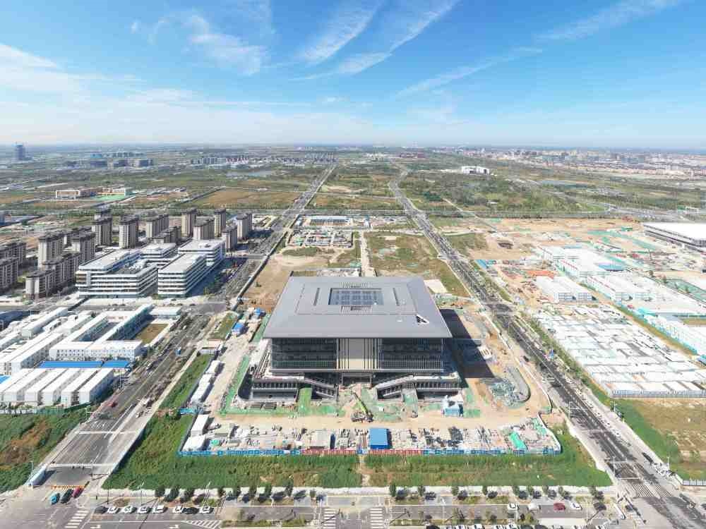 這是雄安新區(qū)大學園圖書館（2023年10月1日攝，無人機照片）。新華社記者 朱旭東 攝