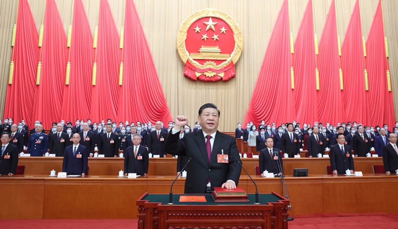 2023年3月10日，習(xí)近平進(jìn)行憲法宣誓。
