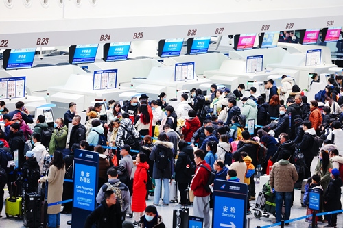 2024年春運首日，大興機場預計保障進出港旅客13.59萬人次。大興機場供圖