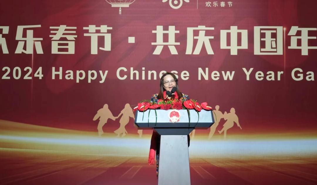 南非旅游部長德利萊女士致辭。中國駐南非大使館供圖