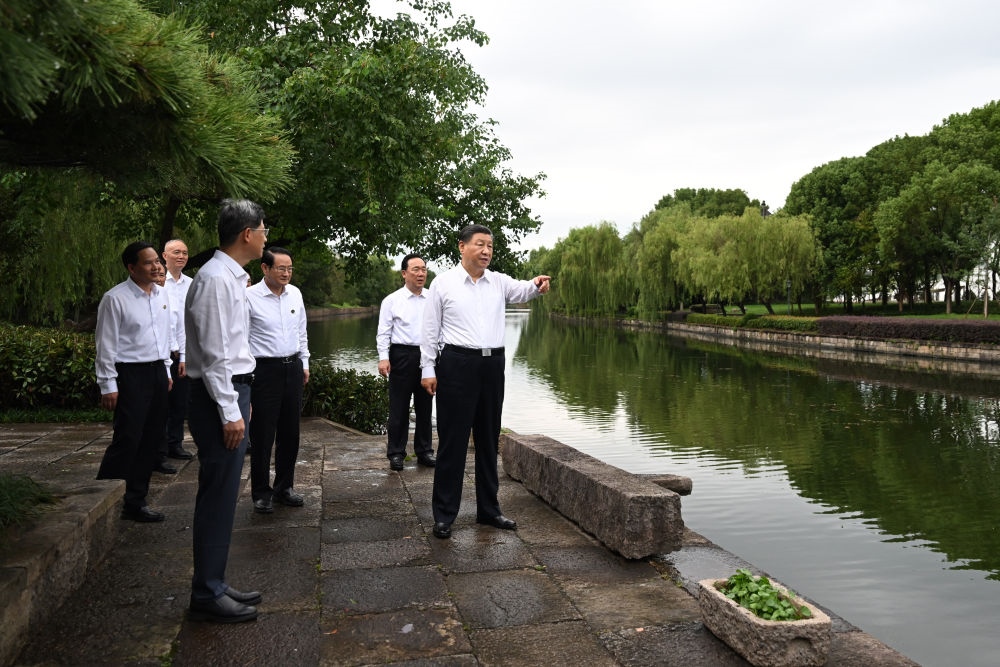 2023年9月20日下午，習(xí)近平在浙江省紹興市浙東運(yùn)河文化園考察。新華社記者 謝環(huán)馳 攝