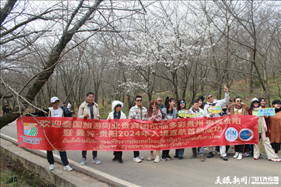 首個(gè)泰國(guó)入境旅游團(tuán)打卡貴安櫻花園。