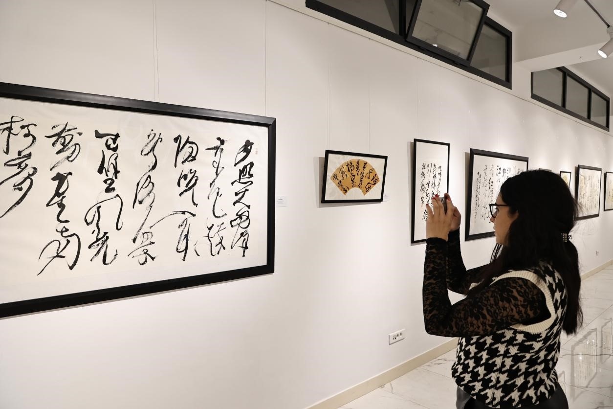 觀眾參觀書法展。拉巴特中國文化中心供圖
