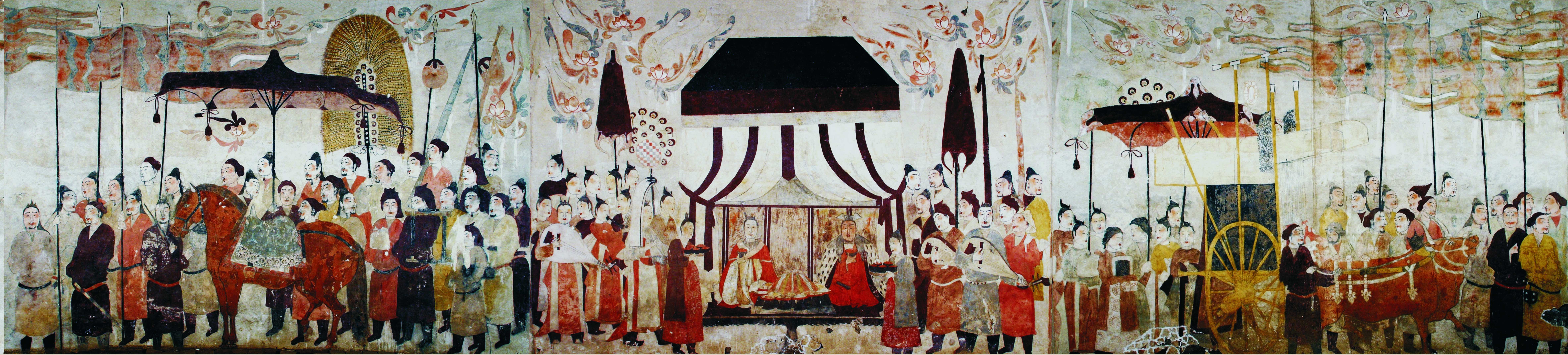 這是徐顯秀墓室壁畫展開圖。太原北齊壁畫博物館供圖