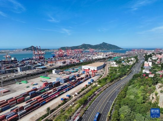 這是6月26日拍攝的中哈連云港物流合作基地（無人機照片）。新華社記者 季春鵬 攝