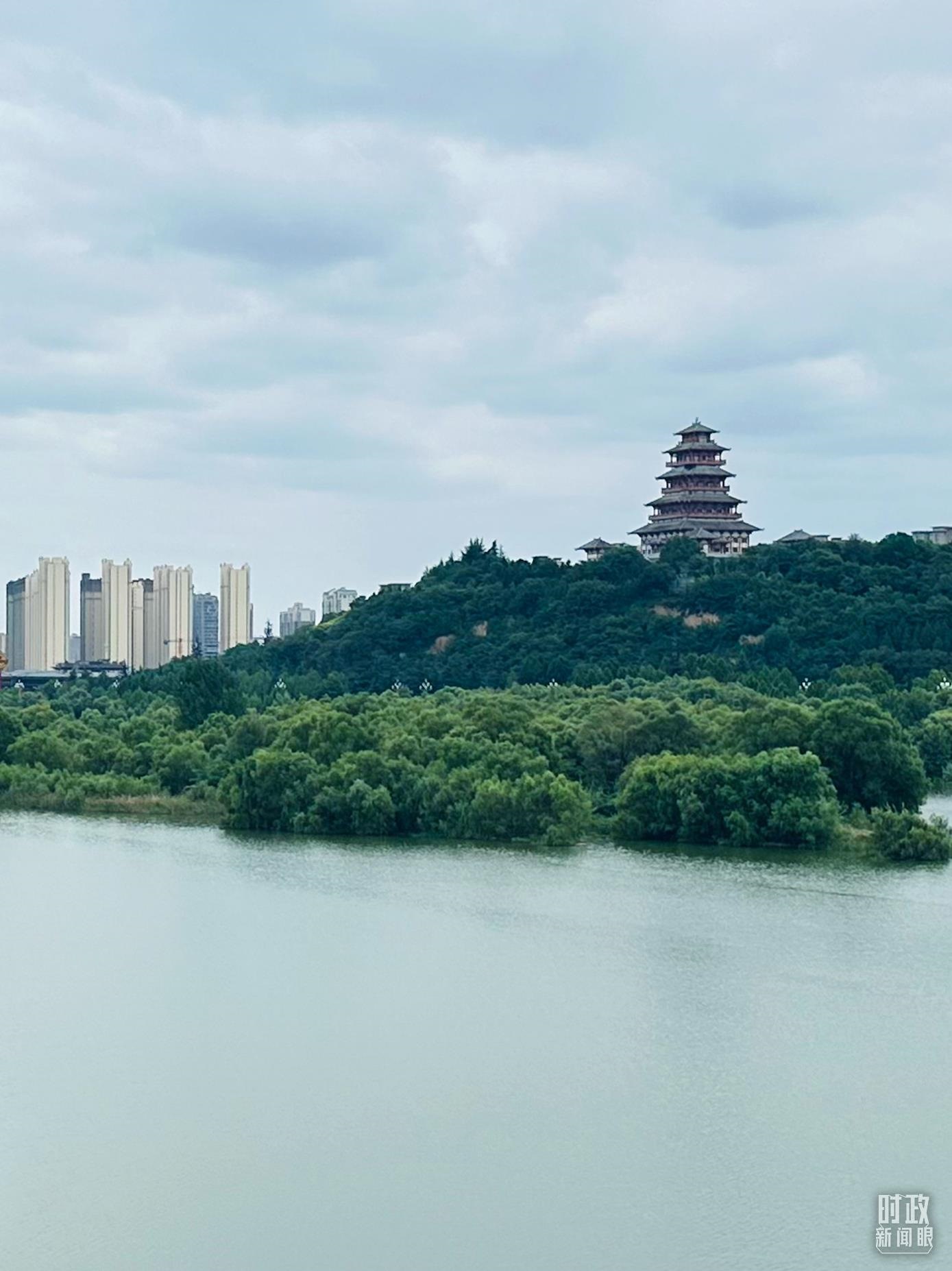 △渭河寶雞段長224公里，目前建成17處渭河灘區(qū)生態(tài)涵養(yǎng)區(qū)。（總臺(tái)央視記者范一鳴拍攝）