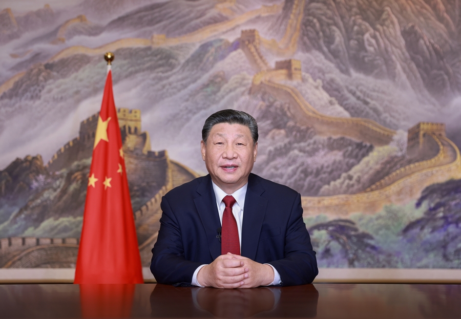 新年前夕，國家主席習近平發(fā)表二〇二五年新年賀詞。新華社記者 鞠鵬 攝