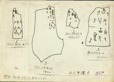 周堯?yàn)椤吨袊?guó)昆蟲學(xué)史》摹寫的甲骨文材料。老科學(xué)家學(xué)術(shù)成長(zhǎng)資料采集工程供圖
